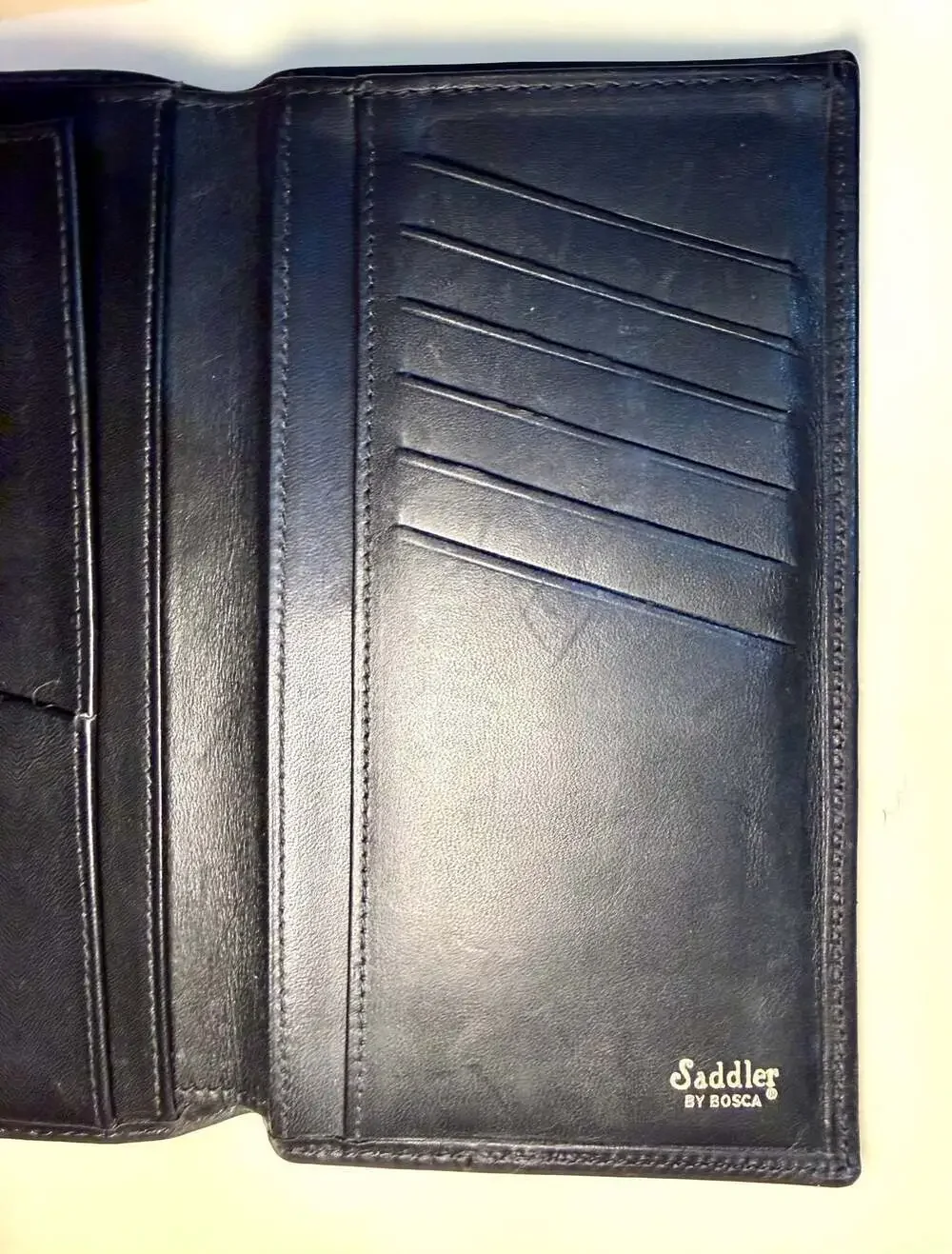 Saddler by Bosca Black Leather Long Bifold Breast Pocket Wallet
